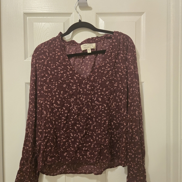 Cloth & Stone Burgundy Floral Blouse - Picture 2 of 6